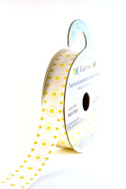 Лента атласная 12 мм ( 1/2 ") с рисунком "Gamma" ФАСОВКА 3 м O17/001 белый/т.желтый